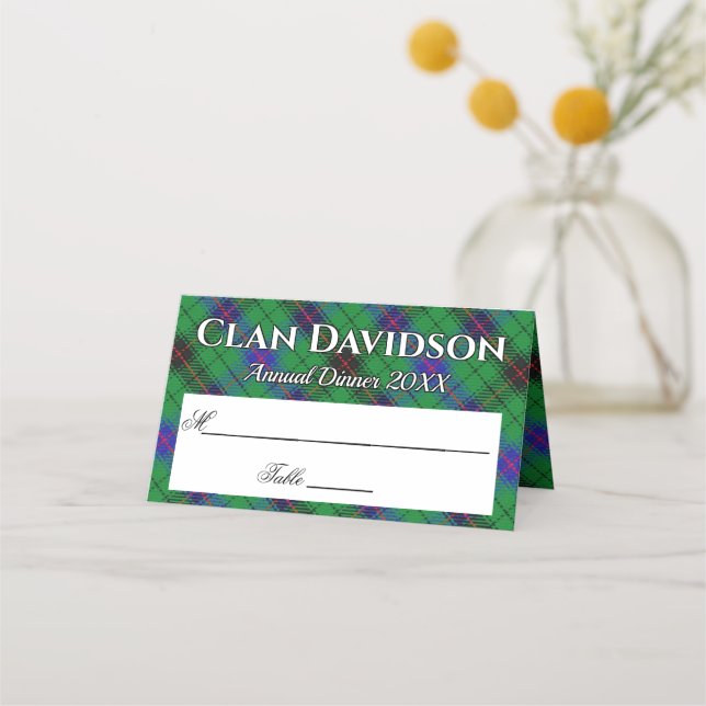 State Clan Davidson Tartan Motto Platzkarte (Vorderseite)