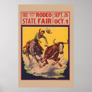State Fair Rodeo - Cowboy beim Stierringen aus den Poster