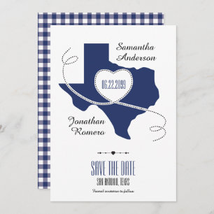 State Flag Blue Texas Curling Ribbon Save the Date Einladung