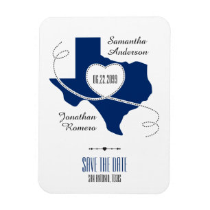 State Flag Blue Texas Curling Ribbon Save the Date Magnet