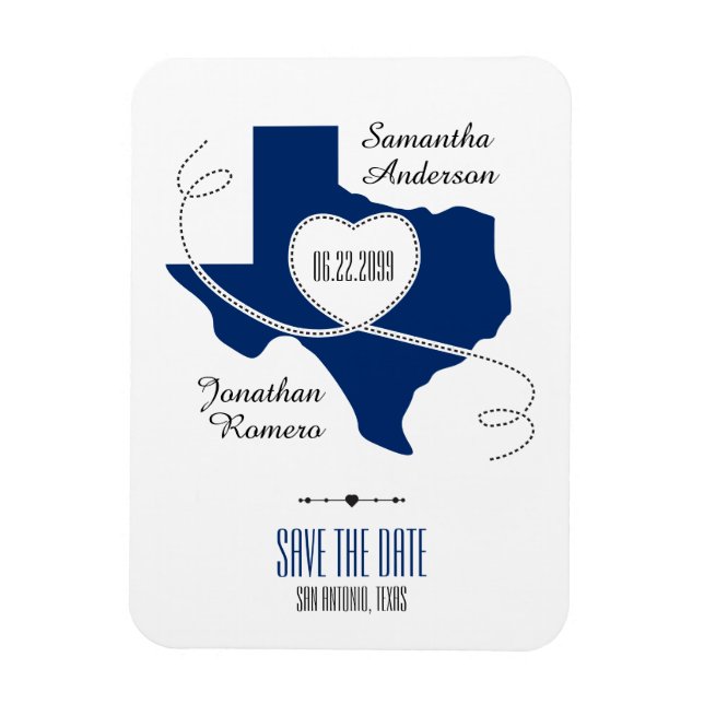 State Flag Blue Texas Curling Ribbon Save the Date Magnet (Vertikal)