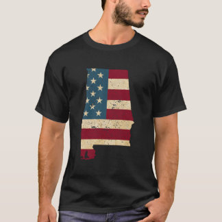 State Of Alabama Patriotic Usa Flag For T-Shirt
