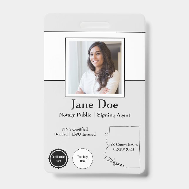 State of Arizona Notary Public Badge with QR Code Ausweis (Vorderseite)