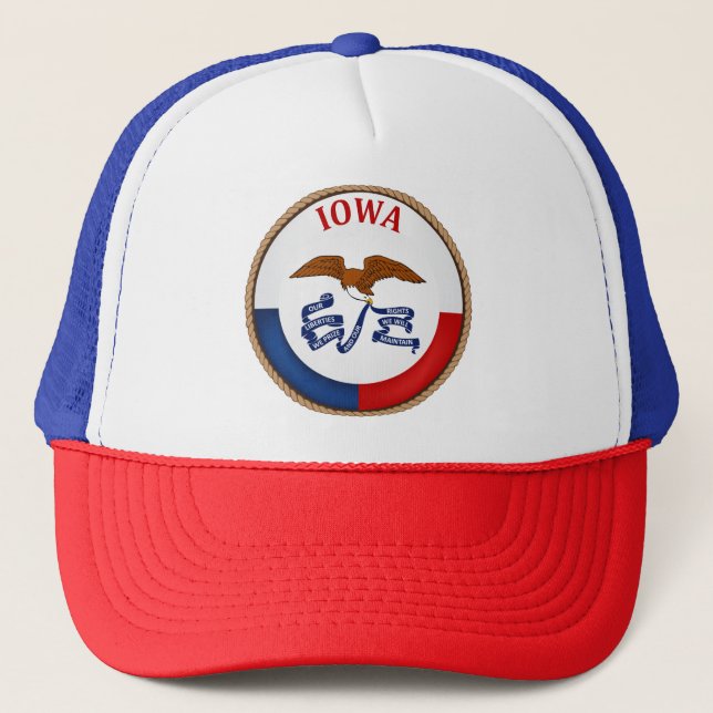 State of Iowa Flag Seal Trucker Truckerkappe (Vorderseite)