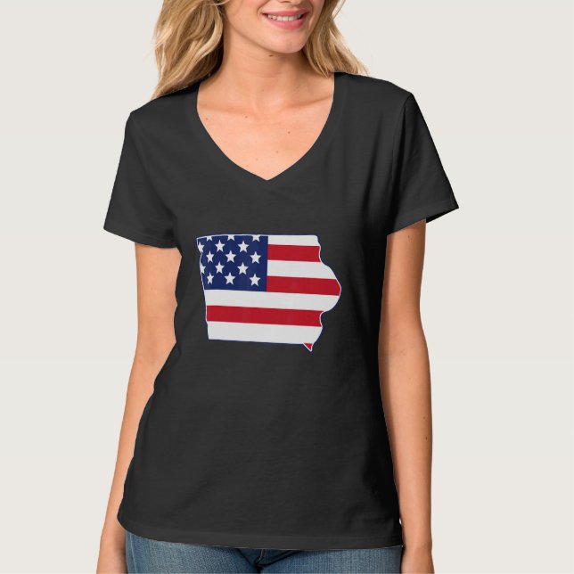 State of Iowa USA American Flag Patriotic T-Shirt (Vorderseite)