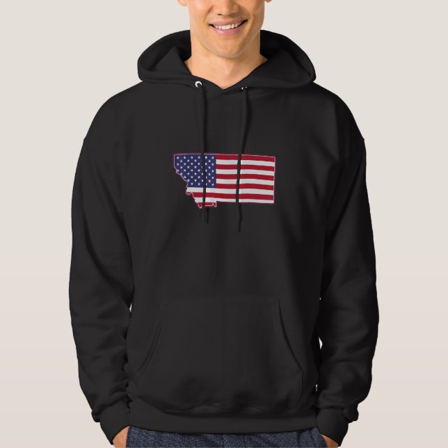 State of Montana USA American Flag Patriotic Hoodie (Vorderseite)