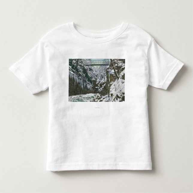 State Park Gorge Suspension Bridge View in Kleinkind T-shirt (Vorderseite)