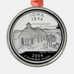 State Quarter von Iowa Rückseite Faux Silbernes Ornament