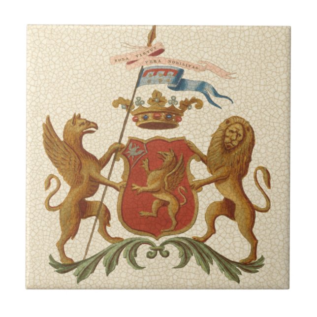 Stated Heraldic Abzeichen mit Griffin und Lion Fliese (Vorderseite)
