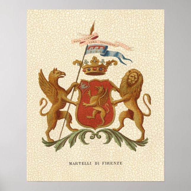 Stated Heraldic Abzeichen mit Griffin und Lion Poster (Vorne)