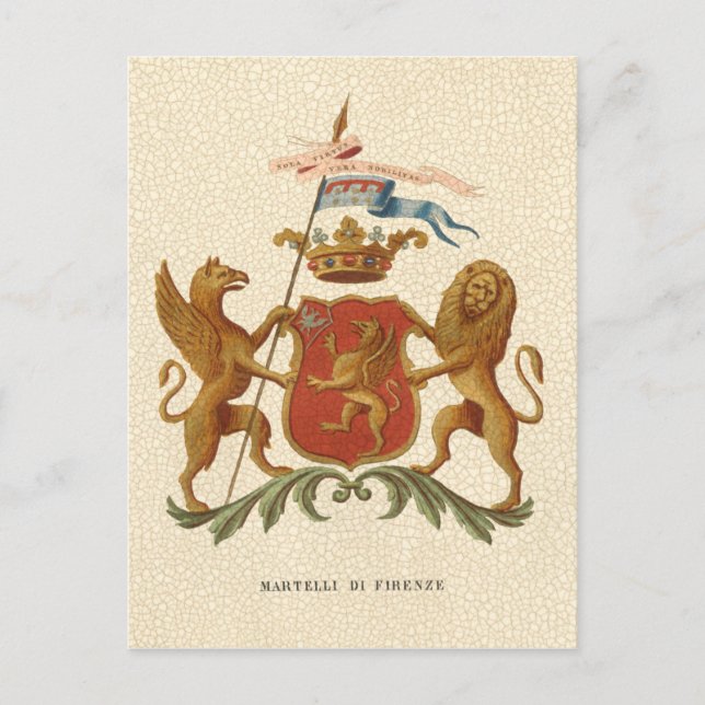 Stated Heraldic Abzeichen mit Griffin und Lion Postkarte (Vorderseite)