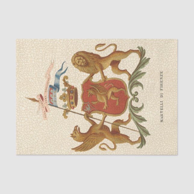 Stated Heraldic Abzeichen mit Griffin und Lion Seidenpapier (Vorderseite)