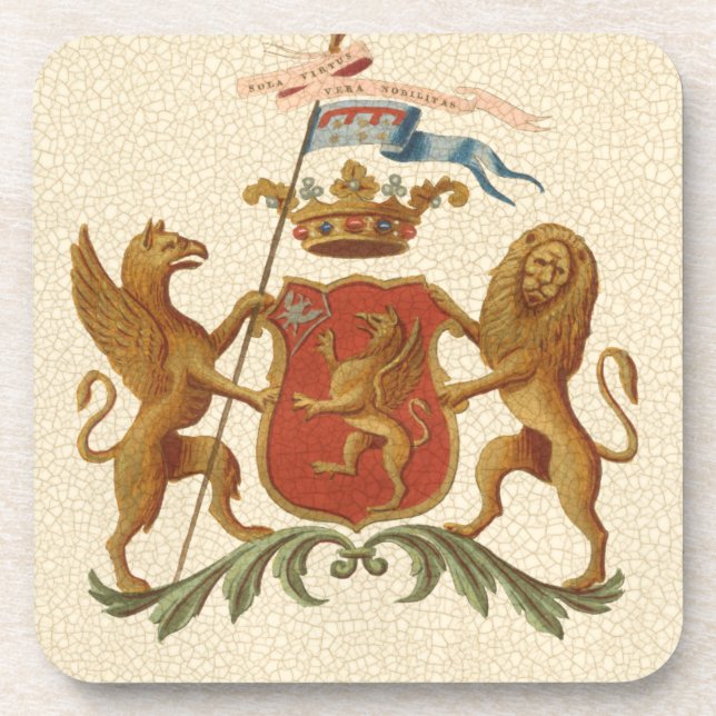 Stated Heraldic Abzeichen mit Griffin und Lion Untersetzer (Vorderseite)