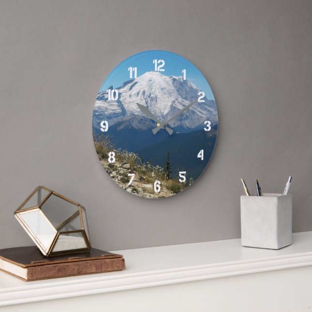 Stated Mount Rainier Landschaft Große Wanduhr (Büro)