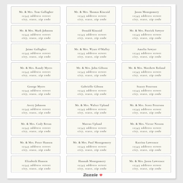 STATELY Black / Ecru Guest Address Labels (Blatt)