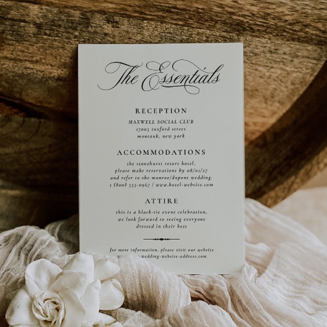 Stately Calligraphy Wedding Details Card Einladung (Von Creator hochgeladen)