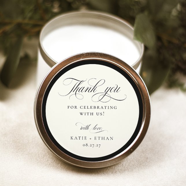 STATELY CALLIGRAPHY Wedding Thank You Runder Aufkleber (Von Creator hochgeladen)
