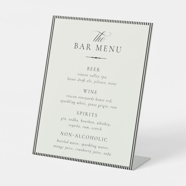 STATELY Wedding Bar Menu Sockelschild (Vorderseite)