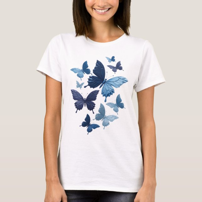 Statement Blau SCHMETTERLING Text Design T-Shirt (Vorderseite)