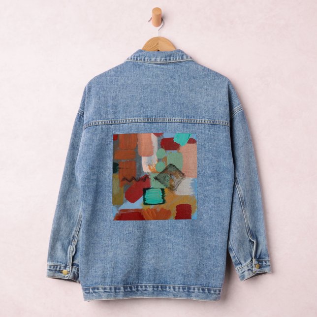 Statement-Denimjacke mit abstrakter Kunst Jeansjacke (Hangar)