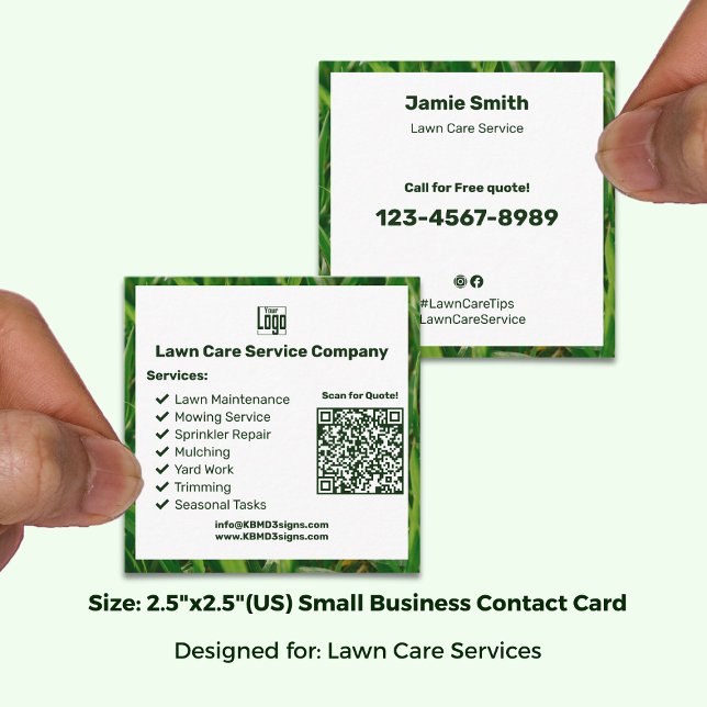 Statement Garden Maintenance Logo QR Code  CTA  Quadratische Visitenkarte (Statement Garden Maintenance Logo QR Code CTA Square Business Card, Size: 2.5"x2.5")