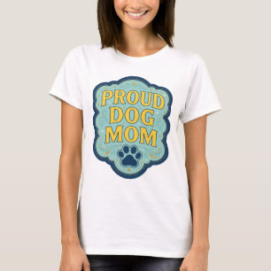 Statement Gelb PROUD DOG MOM Slogan Design T-Shirt