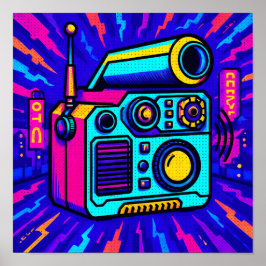 Statement Glitch City Pop Art Home Decor Print Poster