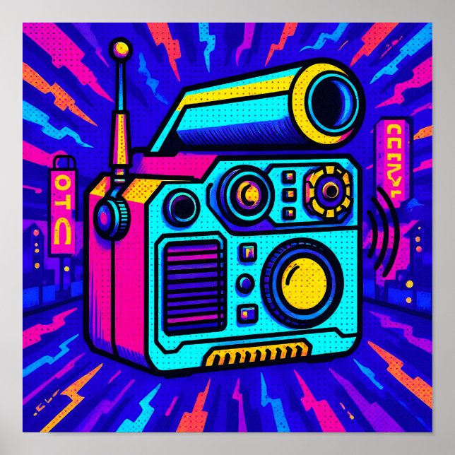 Statement Glitch City Pop Art Home Decor Print Poster (Vorne)