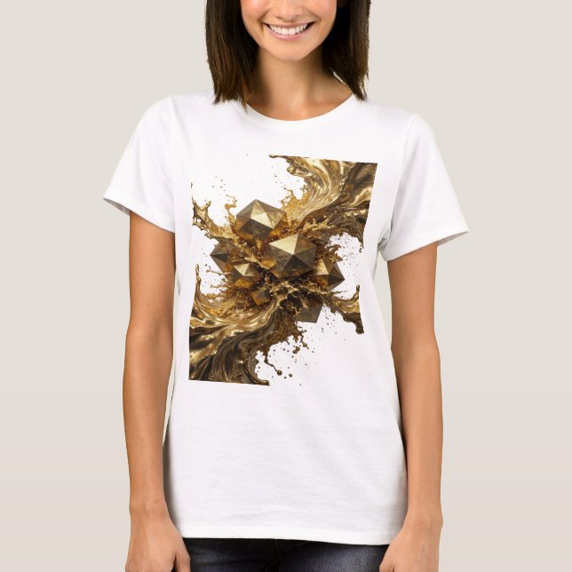 Statement Gold ABSTRACT ART Tragbare Kunst T-Shirt (Vorderseite)