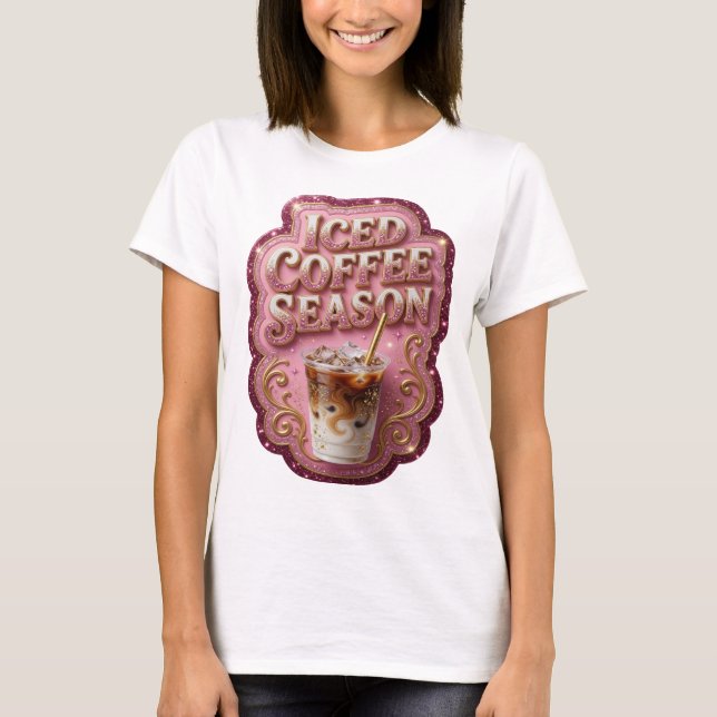 Statement Gold EISKAFFEE-ZEIT Moderner Design T-Shirt (Vorderseite)