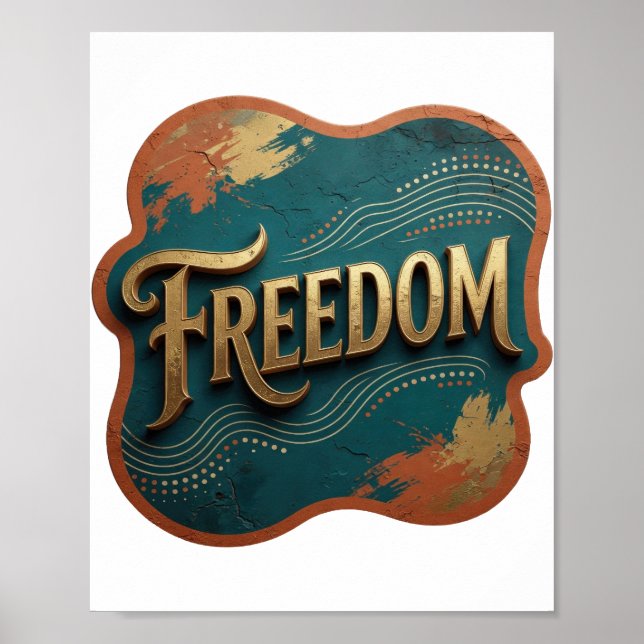 Statement Gold FREEDOM Slogandesign Poster (Vorne)