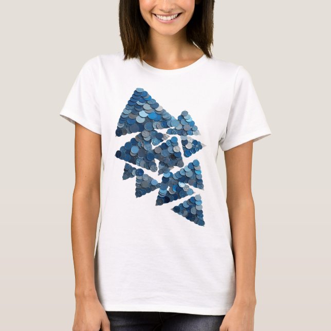 Statement Grau BLUE TREE 3D Text Kunst T-Shirt (Vorderseite)