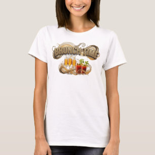Statement Orange BRUNCH-ZEIT Künstlerisches Motiv T-Shirt