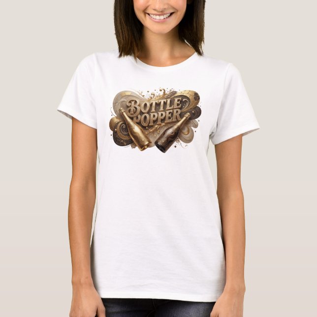 Statement Orange Flaschenknaller Druck T-Shirt (Vorderseite)
