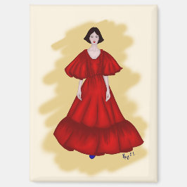 Statement Roter Look mit träumerischer gelber Szen Magnet