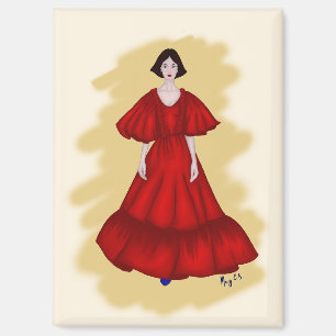 Statement Roter Look mit träumerischer gelber Szen Magnet