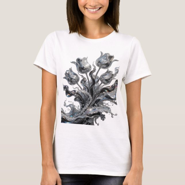 Statement Silber ABSTRACT ART Grafik T-Shirt (Vorderseite)