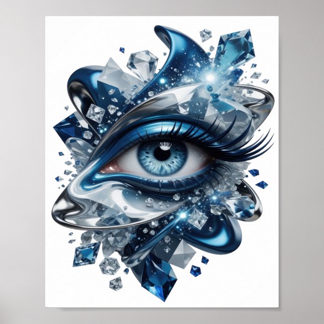 Statement Silber ABSTRACT ART Kunstprint Poster (Vorne)