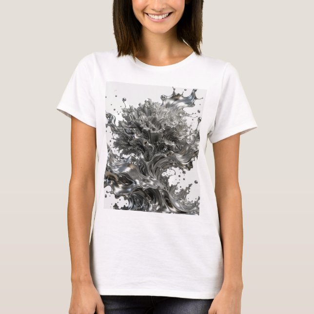 Statement Silber ABSTRACT ART Statement T-Shirt v2 (Vorderseite)