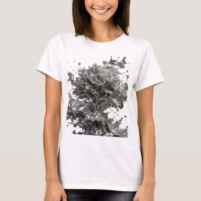 Statement Silber ABSTRACT ART Statement T-Shirt v2 (Vorderseite)