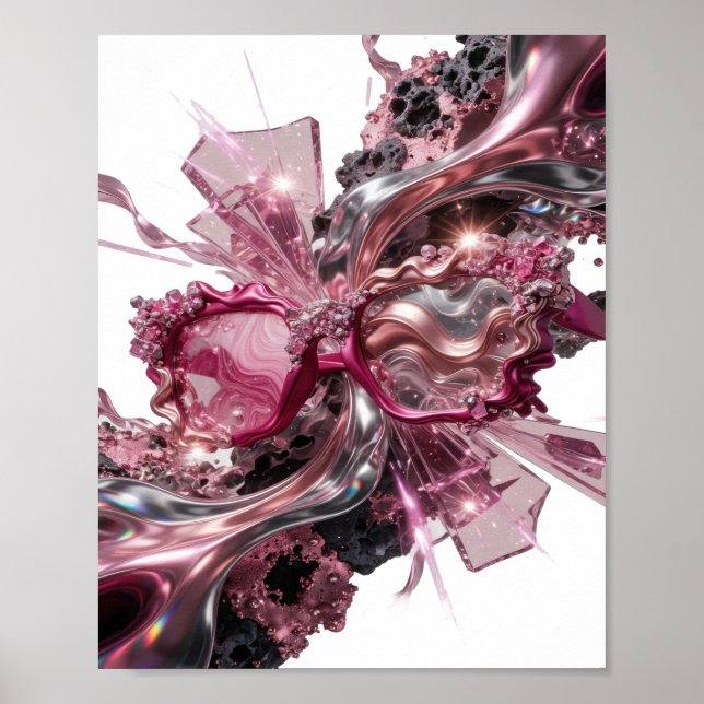 Statement Silber ABSTRACTE KUNST Kunst Druck v2 Poster (Vorne)