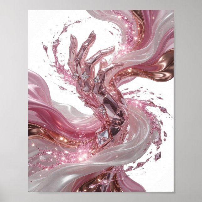 Statement Silber ABSTRACTE KUNST Kunst Druck v3 Poster (Vorne)