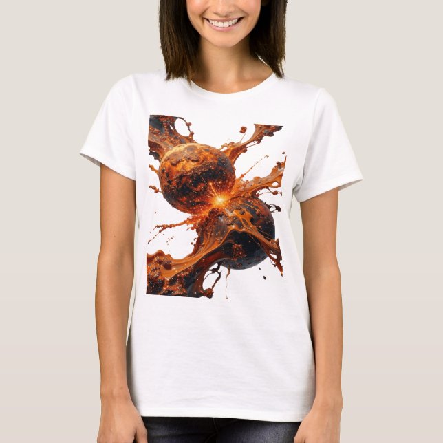 Statement Silber ABSTRACTE KUNST Künstlerisches Mo T-Shirt (Vorderseite)