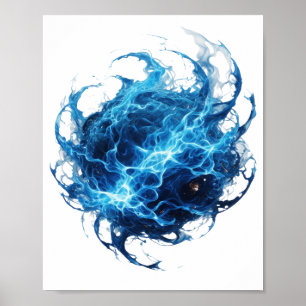 Statement Silber BLAUE FLAMMENKUGEL Kühnes Design Poster