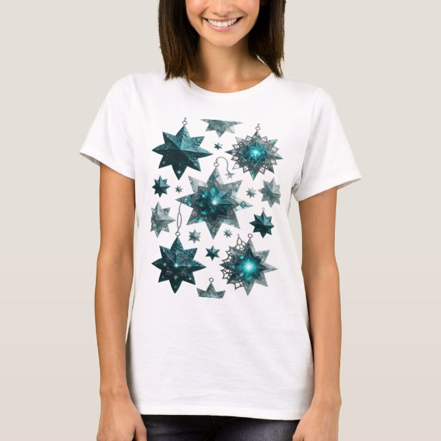 Statement Silber BLUE STAR ORNAMENTS Custom T-Shir T-Shirt (Vorderseite)