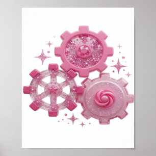 Statement Silber GEARS AND STARS Design Poster
