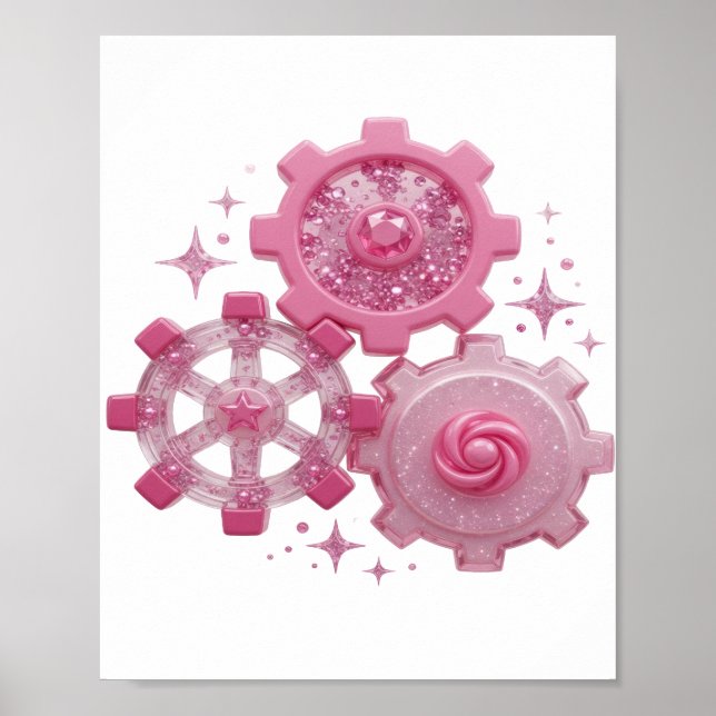 Statement Silber GEARS AND STARS Design Poster (Vorne)