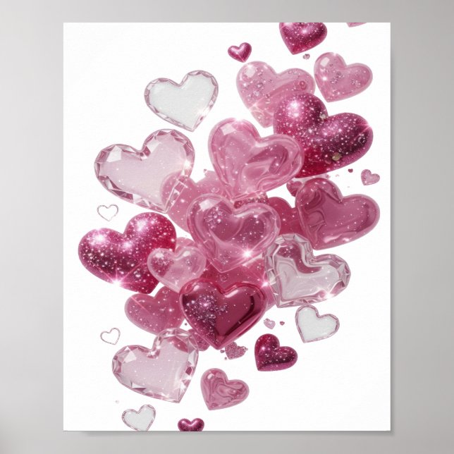 Statement Silber HEARTS IN SPACE Künstlerisches Mo Poster (Vorne)