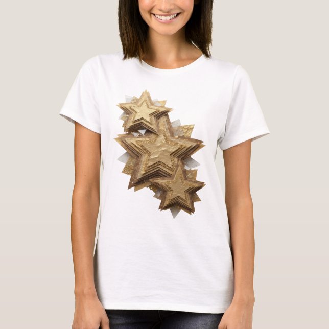 Statement Silber STRAHLENDE GOLDENE STERNE Text De T-Shirt (Vorderseite)