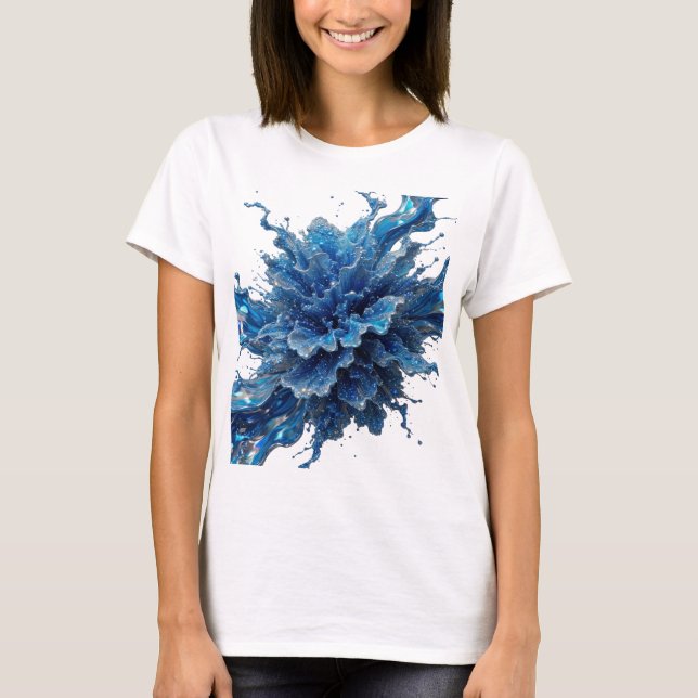 Statement Silber WATER FLOW Wearable Art T-Shirt (Vorderseite)